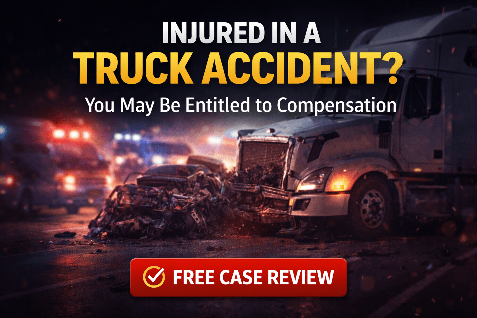 Dramatic scene of a semi-truck accident with emergency responders